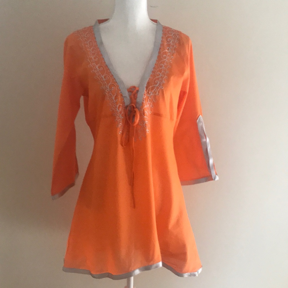 Tommy Bahama Orange Swim Coverup with Silver Accents